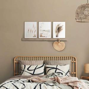 Set afbeeldingen Zomerstrand (3-delig) Print in houten frame - beige