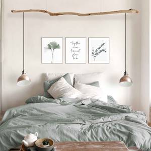 Set afbeeldingen Eucalyptus (3-delig) Print in houten frame - groen