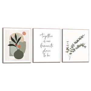 Set afbeeldingen Trendy (3-delig) Print in houten frame - beige