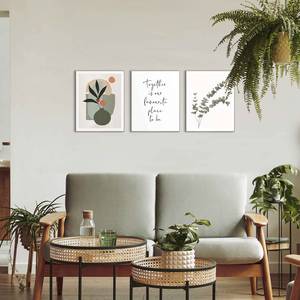 Set afbeeldingen Trendy (3-delig) Print in houten frame - beige