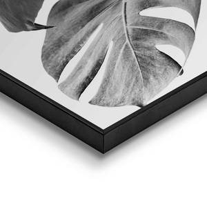 Set afbeeldingen Monstera (2-delig) Print in houten lijst - zwart