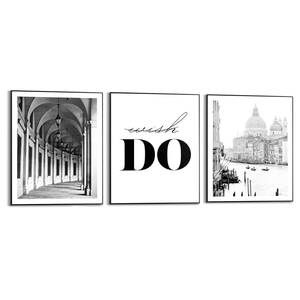 Set afbeeldingen Do and Go (3-delig) Print in houten lijst - zwart