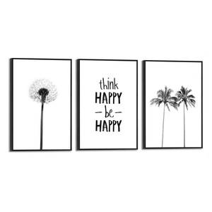 Poster con cornice Think Happy (3) Poster con cornice - Nero