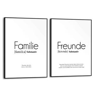 Set afbeeldingen Familie (2-delig) Print in houten lijst - zwart