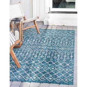 In- & outdoorvloerkleed Crosses III polypropeen - Petrolblauw - 150 x 245 cm