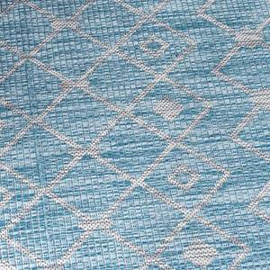 In- & outdoorvloerkleed Crosses III polypropeen - Turquoise - 185 x 275 cm