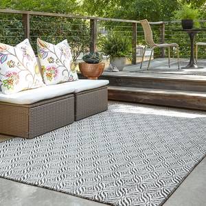 In- & outdoorvloerkleed Crosses IV polypropeen - grijs - Grijs - 185 x 275 cm