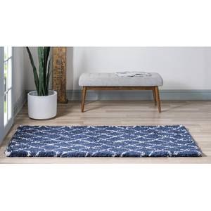 Läufer Temara Shag III Polypropylene / Jute - Marineblau - 80 x 305 cm