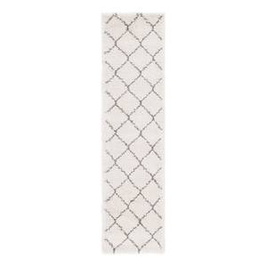 Tappeto Temara Shag V Polipropilene / Juta - Bianco crema - 80 x 305 cm