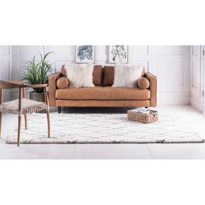 Laagpolig vloerkleed Temara Shag II polypropeen/jute - Crème - 150 x 245 cm