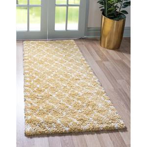 Tapis de couloir Temara Shag IV Polypropylène / Envers : - Jaune - 80 x 305 cm