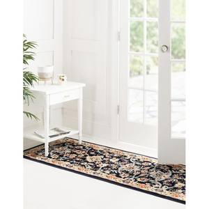 Tapis de couloir Zarin Hill Polyester / Jute - Bleu marine