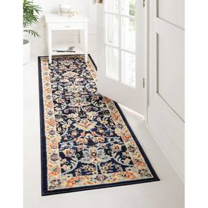 Tapis de couloir Zarin Hill Polyester / Jute - Bleu marine