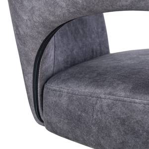 Chaise à accoudoirs Yellville Microfibre et tissu / Métal - Noir mat - Anthracite