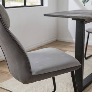 Chaises cantilever Altoona (lot de 2) Tissage à plat / Métal - Gris foncé et gris clair / Noir mat