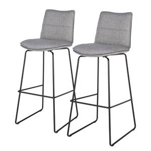 Chaises de bar Helos (lot de 2) Tissage à plat / Métal - Gris / Noir mat - Gris