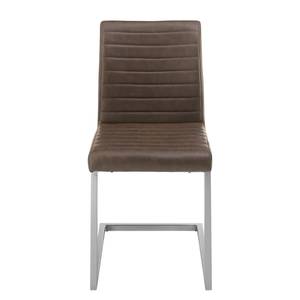 Chaises cantilever Finga I (lot de 2) Cuir synthétique Kasai: Marron - Acier inoxydable