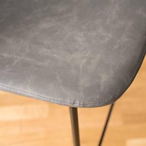 Chaise de bar Silea Imitation cuir / Fer - Gris vintage / Noir