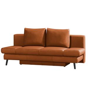 Divano letto Salen II Vera pelle - Cognac - Nero