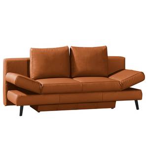 Schlafsofa Salen II Echtleder - Cognac - Schwarz