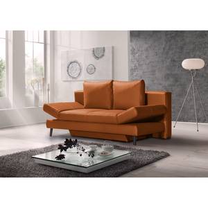 Schlafsofa Salen II Echtleder - Cognac - Schwarz