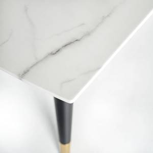 Table Sigma Verre de sécurité / Fer - Imitation marbre blanc / Noir