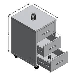 Rollcontainer Binz II Beton Dekor / Hochglanz Weiß