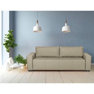 Schlafsofa Mundi (3-Sitzer) Flachgewebe - Flachgewebe Lida: Beige - Mit Schlaffunktion