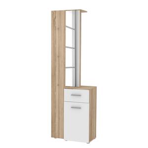 Compacte garderobe Lomas wit/Sonoma eikenhouten look