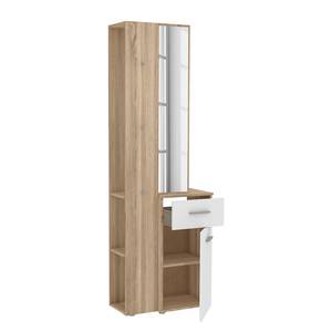 Compacte garderobe Lomas wit/Sonoma eikenhouten look