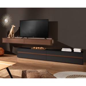 Ensemble meubles TV Calea (2 éléments) Avec éclairage inclus - Plaqué bois - Anthracite mat / Noyer - Alignement à gauche