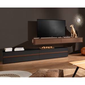 Ensemble meubles TV Calea (2 éléments) Avec éclairage inclus - Plaqué bois - Anthracite mat / Noyer - Alignement à droite