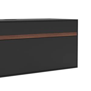 Tv-meubel Calea I fineer van echt hout - Mat antracietkleurig/Notenboom - Lade links