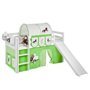 Lit mezzanine Jelle Chevaux Vert clair - 90 x 200cm - Avec toboggan