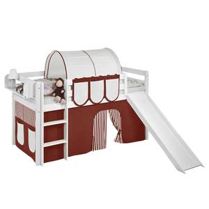 Lit mezzanine Jelle Stripes Marron - 90 x 190cm - Avec toboggan