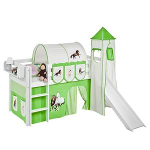 Lit mezzanine Jelle Chevaux Vert clair - 90 x 200cm - Avec toboggan et tour