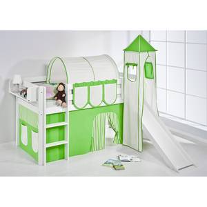 Lit mezzanine Jelle Stripes Vert clair - 90 x 190cm - Avec toboggan et tour