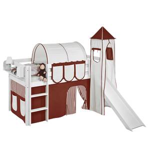 Lit mezzanine Jelle Stripes Marron - 90 x 190cm - Avec toboggan et tour