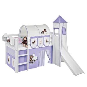 Lit mezzanine Jelle Chevaux Lilas - 90 x 190cm - Avec toboggan et tour