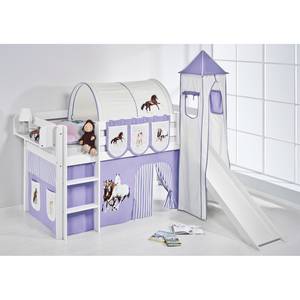 Lit mezzanine Jelle Chevaux Lilas - 90 x 190cm - Avec toboggan et tour