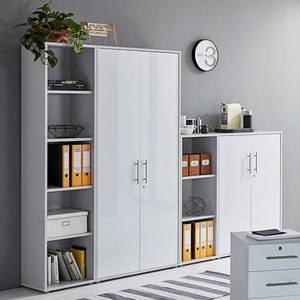 Armoire murale Avin - 4 éléments Gris clair / Blanc brillant