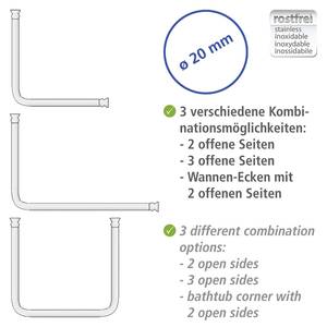 Hoekdouchestang Universal aluminium/ABS-kunststof - Wit