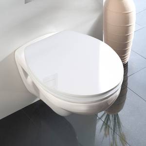 Premium WC-Sitz Hochglanz Acryl White Edelstahl - Weiß