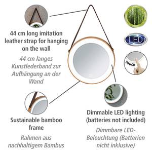 LED-wandspiegel Usini spiegelglas - bruin