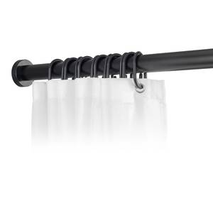 Uittrekbare douchegordijnstang Luz roestvrij staal/ABS kunststof - Zwart - Breedte: 70 cm