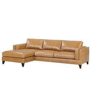 Ecksofa Clonee Echtleder - Beige - Longchair davorstehend links