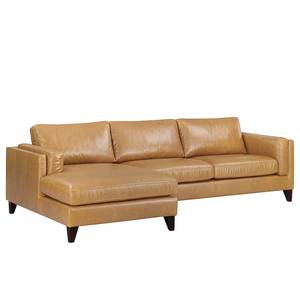 Ecksofa Clonee Echtleder - Beige - Longchair davorstehend links