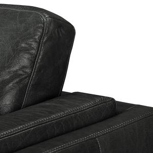 Divano angolare Clonee Vera pelle - Nero - Longchair preimpostata a sinistra