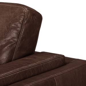 Ecksofa Clonee Echtleder - Dunkelbraun - Longchair davorstehend links