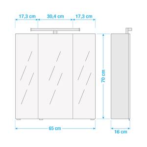 Armoire de toilette Tiberio Avec éclairage intégré - Blanc - Largeur : 65 cm